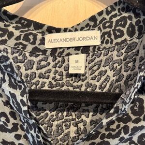 Alexander Jordan Women's Leopard Print Blouse - Black and Gray Size M